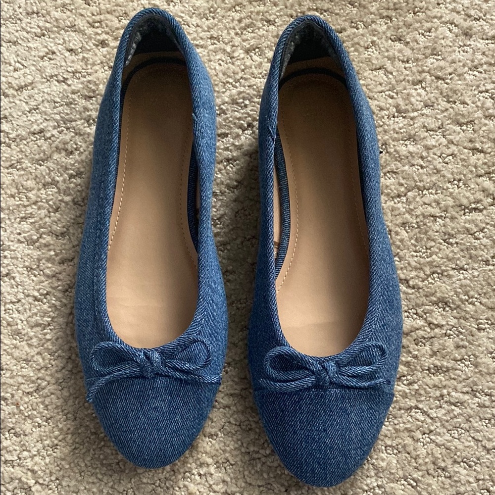 Blue denim ballet flats
